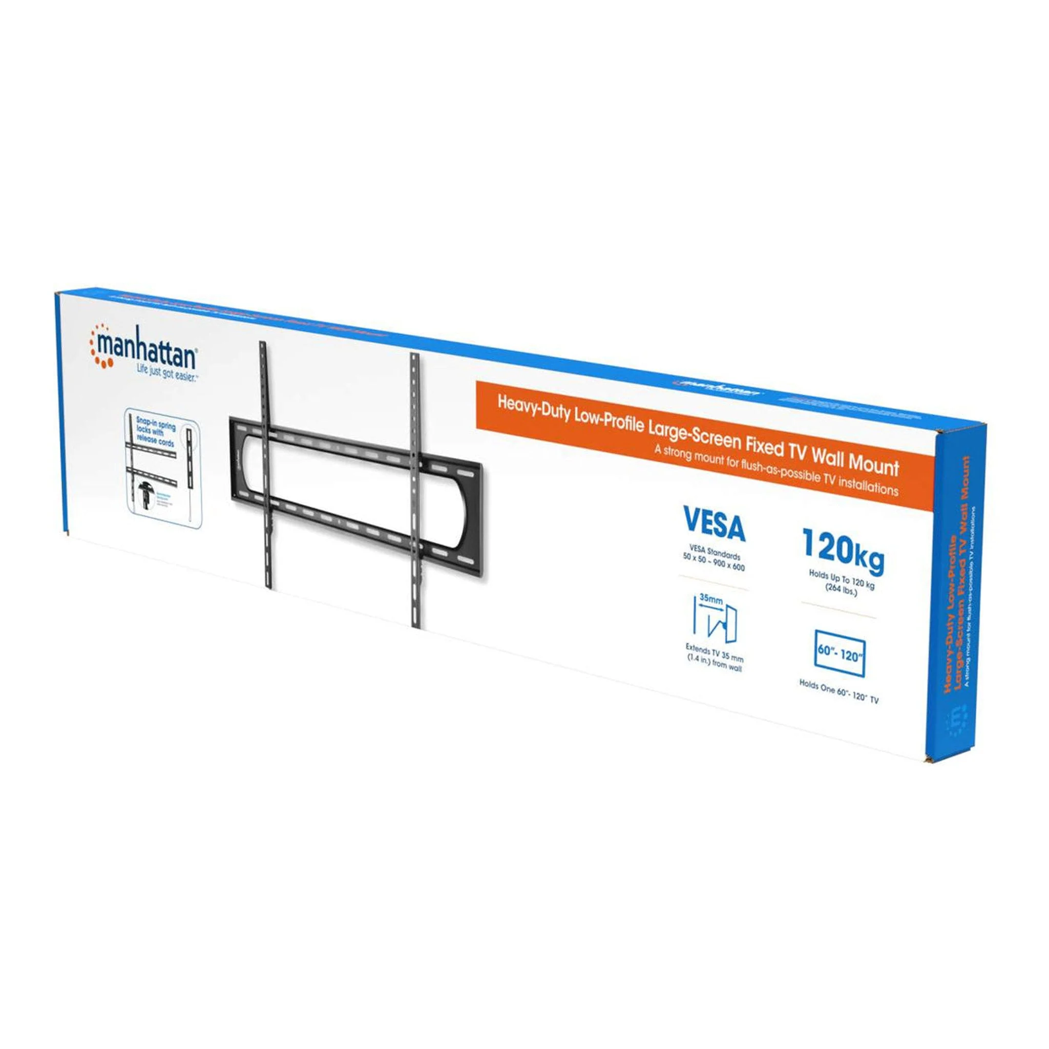Manhattan 461917 60" to 120" Heavy-Duty Low-Profile Large-Screen Fixed TV Wall Mount