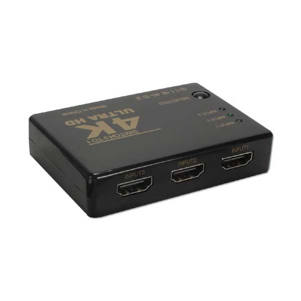 QVS HD-31C 3x1 3-Port HDMI 4K HDTV/HDCP Compact Switcher with IR Remote