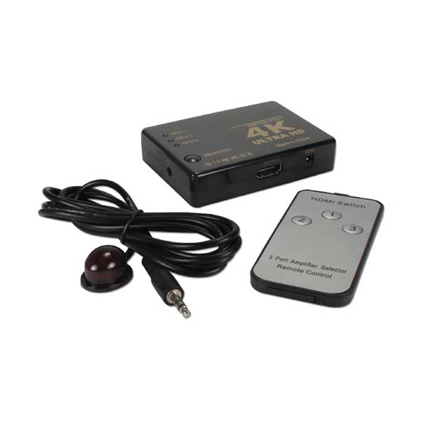 QVS HD-31C 3x1 3-Port HDMI 4K HDTV/HDCP Compact Switcher with IR Remote