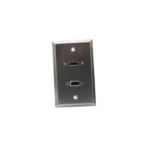 1066-metallic-gray-stainless-steel-wall-plate-with-vga-hd15-and-hdmi-feed-thru-jacks-1.jpg Metallic Gray - Stainless Steel Wall Plate with VGA (HD15) and HDMI? Feed-Thru Jacks