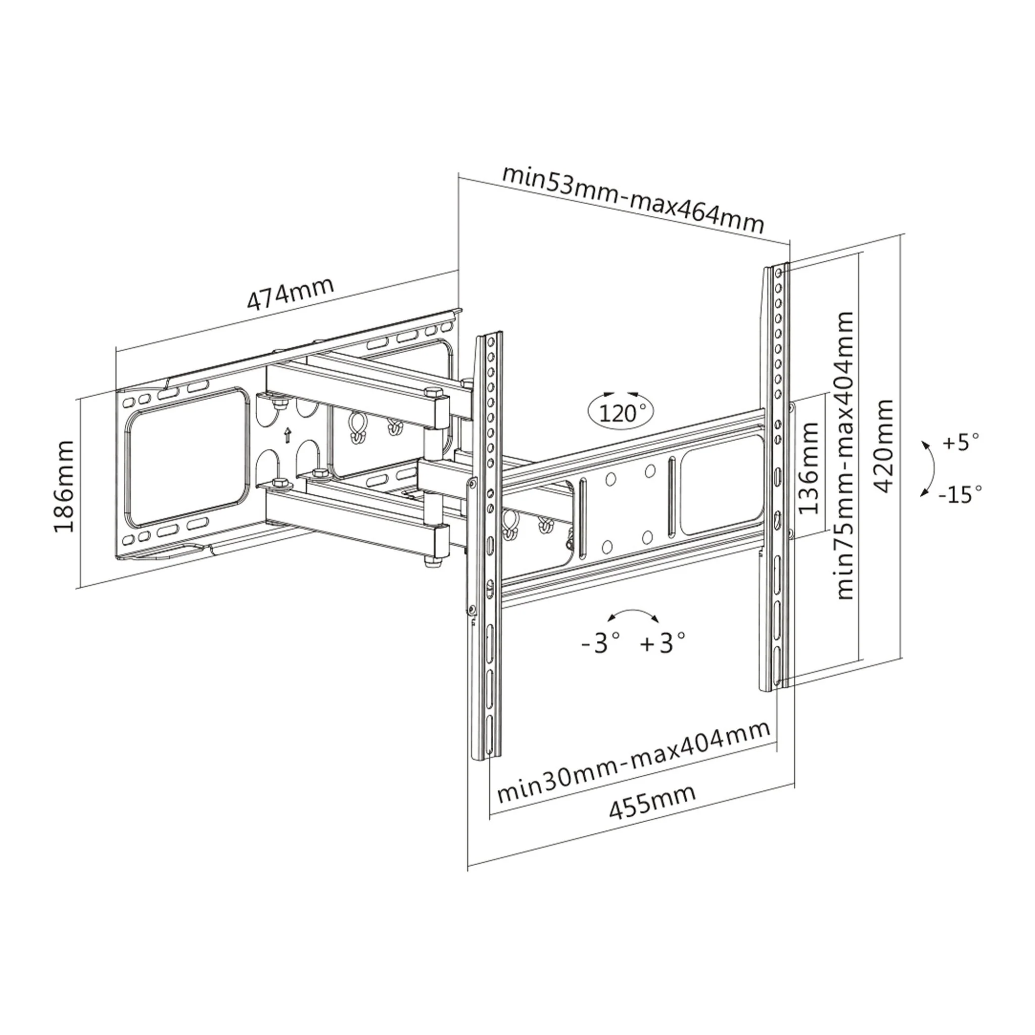 Manhattan 461344 32" to 55" Universal Basic LCD Full-Motion Wall Mount