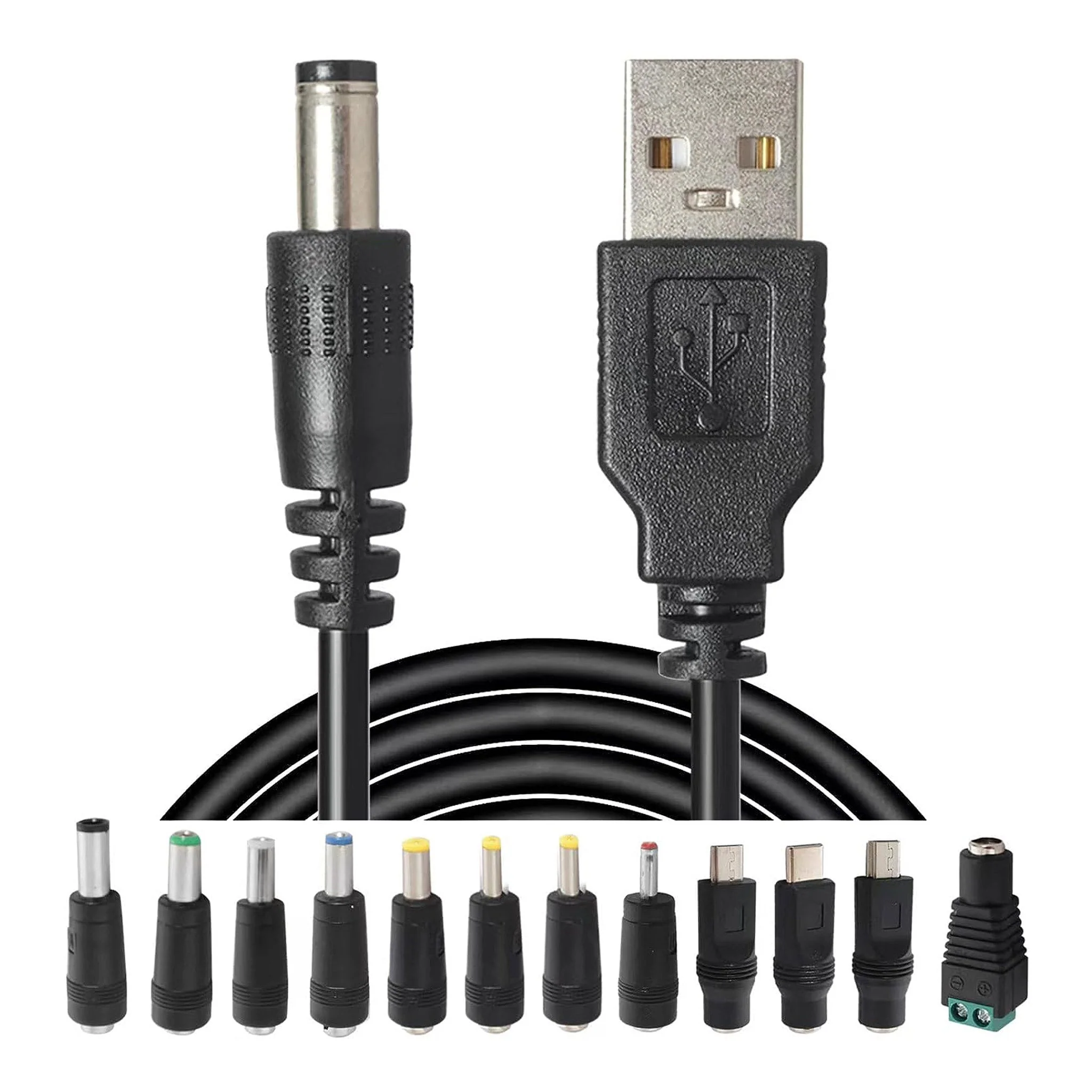 1113-altex-preferred-mfg-5v-3a-usb-2.0-type-a-to-universal-dc-barrel-power-charging-cable-with-12-piece-adapter-tips-1m-1.webp Altex Preferred MFG 5V 3A USB 2.0 Type-A to Universal DC Barrel Power Charging Cable with 12-Piece Adapter Tips - 1m