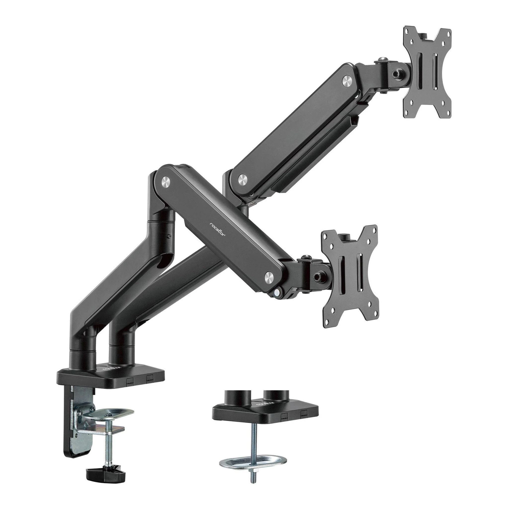 Rocstor Y10N012-B1 ErgoReach ED2 Premium Dual Ergonomic Monitor Arm C-Clamp & Grommet – Up to 32" - Black