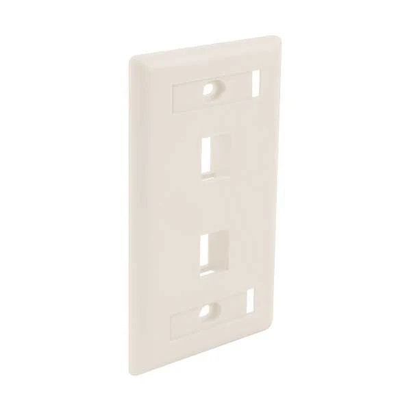 Wavenet FPW2PIV-S 2-Port Single Gang Flush Mount Keystone Wallplate with Labeling Windows - Ivory