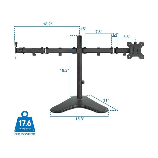 Mount-It! 32" to 19" Dual Monitor Desk Stand (MI-2781B)