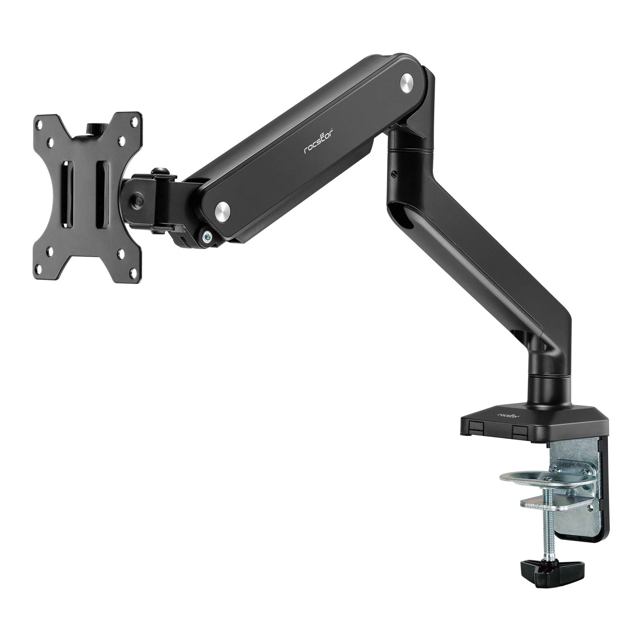Rocstor Y10N010-B1 ErgoReach ED1 Premium Single Monitor Arm C-Clamp & Grommet – Up to 34″ - Black