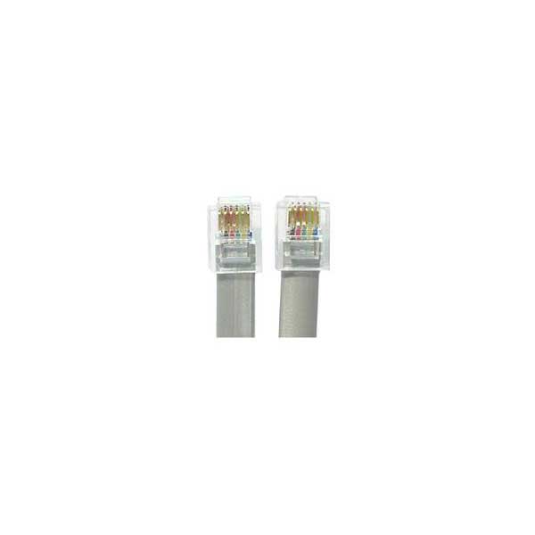 RJ12 Flat Satin Phone Cord - Straight / 25'