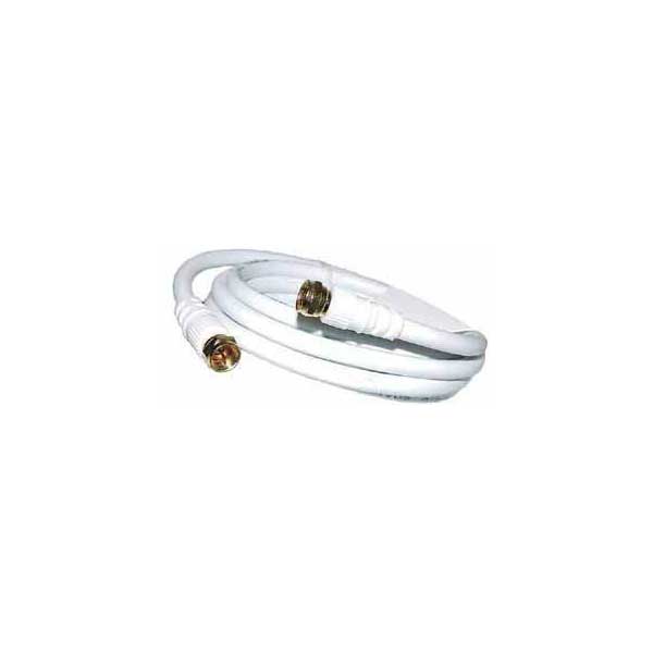 RG-6 Coax Cable w/ Gold F Connectors -  White / 100'
