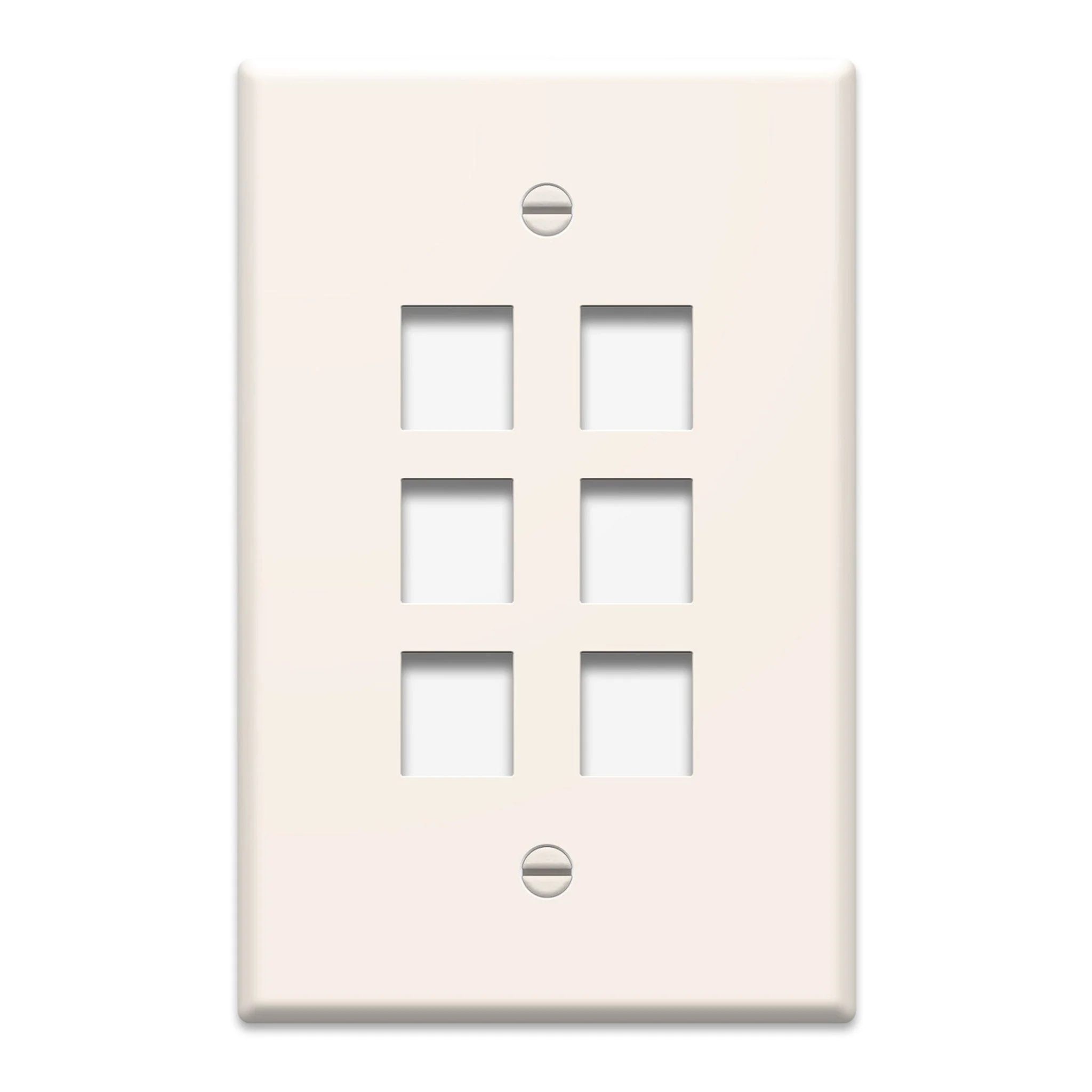 Signamax KWP-6I-NL 6-Port Single Gang Flush Mount Keystone Wallplate - Ivory