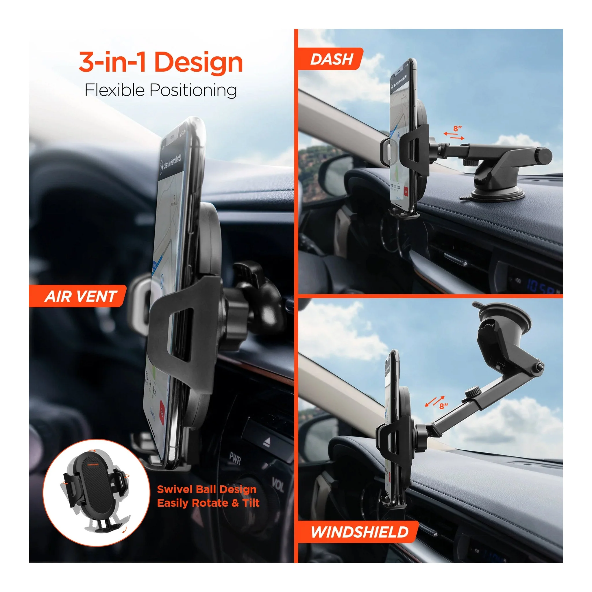 HyperGear 15289 3-in-1 Phone Mount Kit
