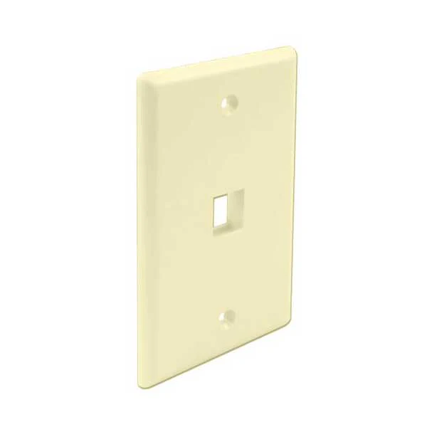 Wavenet FP01PIV-S 1-Port Single Gang Flush Mount Keystone Wallplate - Ivory