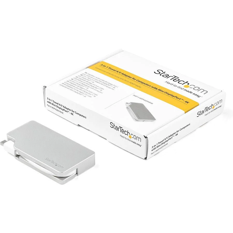 StarTech Travel A/V Adapter: 3-in-1 Mini DisplayPort to VGA, DVI or HDMI - 4K
