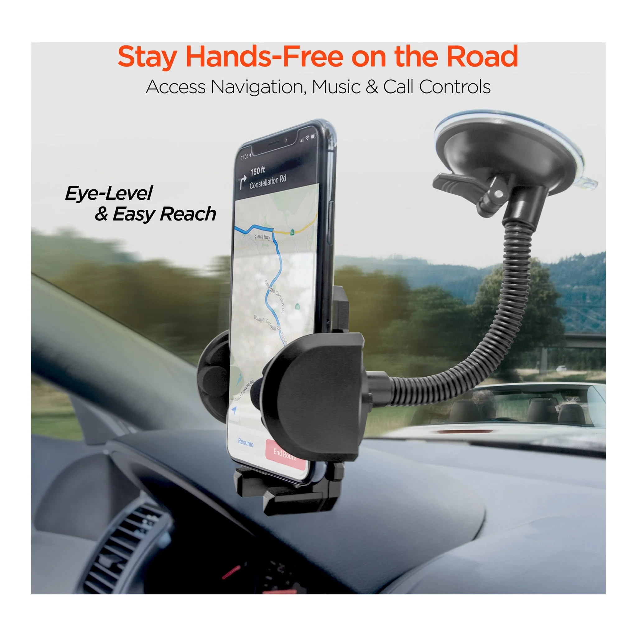 HyperGear 14369 Universal Windshield Phone Mount - Black
