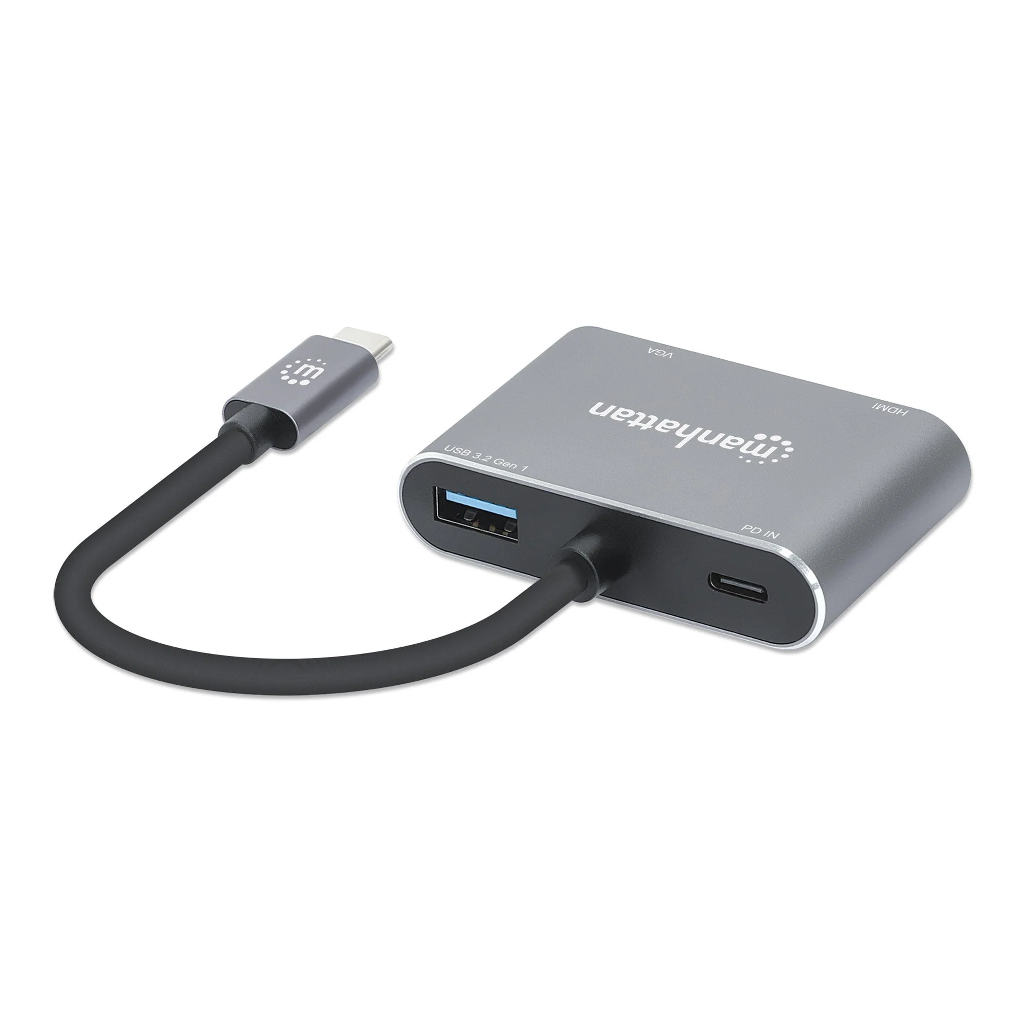 Manhattan 130691 4-in-1 USB-C to HDMI & VGA Docking Converter with Power Delivery