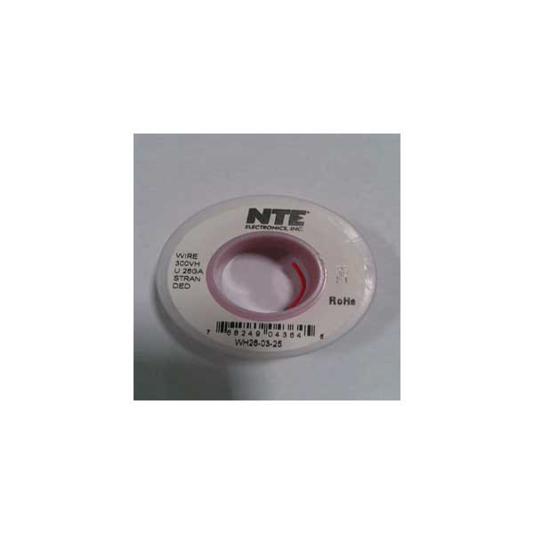 26AWG Hook Up Wire, Stranded, Tinned Copper, 300VAC, Orange, 25FT Roll