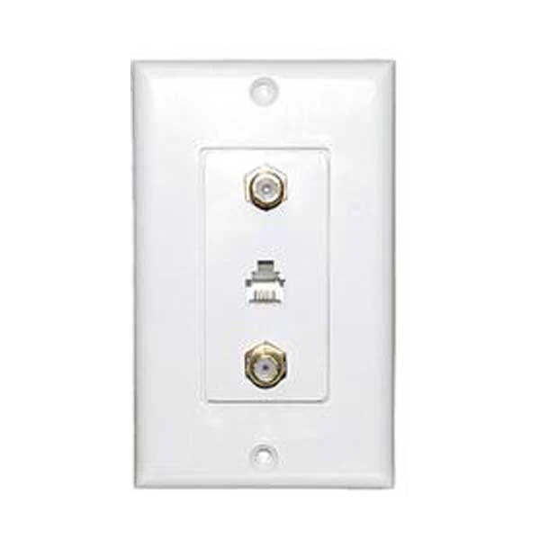 1739-designer-style-wall-plate-2-gold-f-81-connectors-rj11-jack-1.webp Designer Style Wall Plate - 2 Gold F-81 Connectors + RJ11 Jack