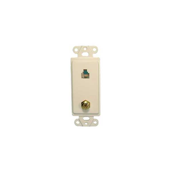 Wall Plate - Dual F-81 & (1) 6P6C Jack