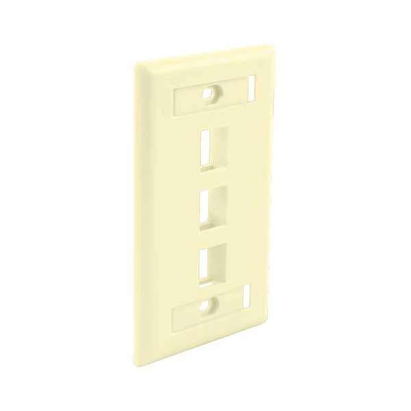 Wavenet FPW3PIV-S 3-Port Single Gang Flush Mount Keystone Wallplate with Labeling Windows - Ivory