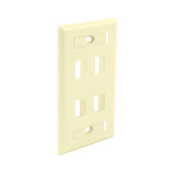 Wavenet FPW4PIV-S 4-Port Single Gang Flush Mount Keystone Wallplate with Labeling Windows - Ivory