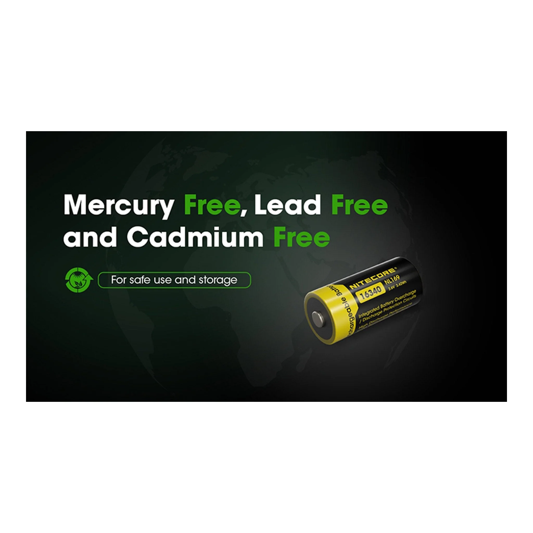 Nitecore NL169 950mAh Rechargeable RCR123A 16340 Battery