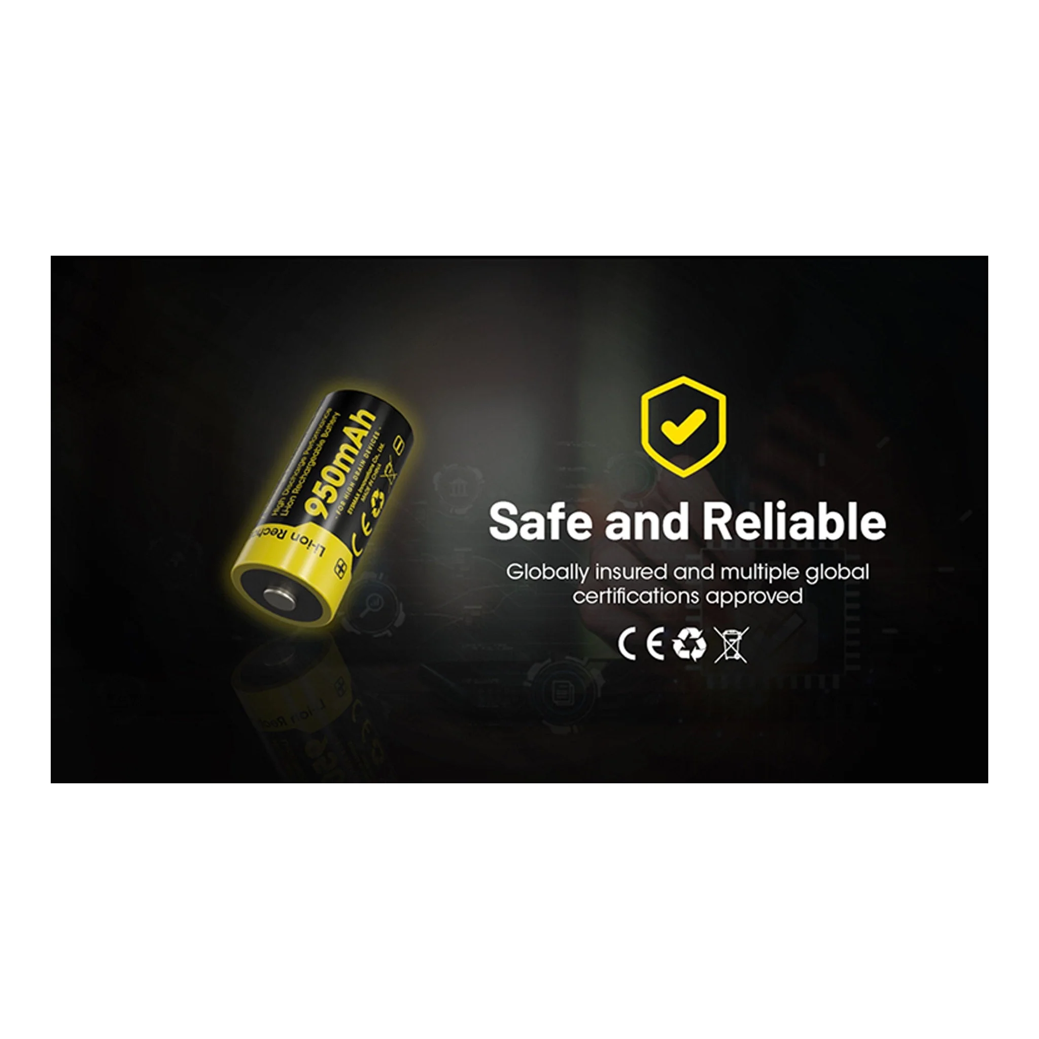 Nitecore NL169 950mAh Rechargeable RCR123A 16340 Battery