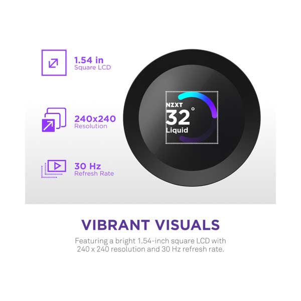 NZXT Kraken Plus 240mm RGB AIO Liquid Cooler with 1.54" LCD Display & RGB Core Fans | Black | RL-KR240-B2