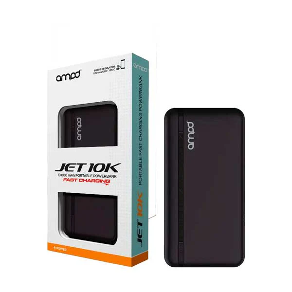 AMPD Jet Series 10k mAh Powerbank | Black | AA-10K-JET-BLK