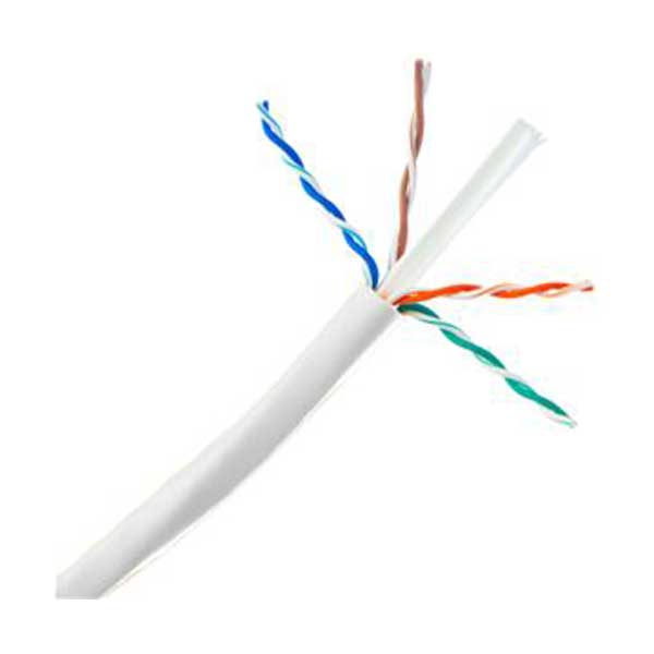 White Cat6 Cable, 23AWG, 4-Pair, 600MHz, PVC, 1000FT Box