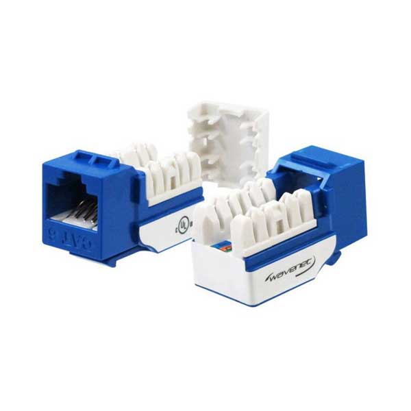 2166-wavenet-6eksjbl-s-blue-cat6-rj-45-keystone-jack-1.jpg Wavenet 6EKSJBL-S Blue CAT6 RJ-45 Keystone Jack