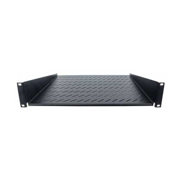 Intellinet 19" Cantilever Shelf, 2U, 2-Point Front Mount, 15" Depth, Vented, Black
