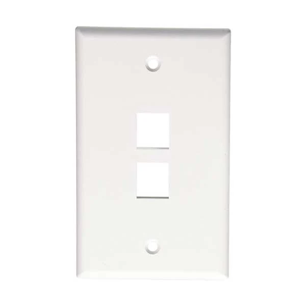 Leviton 41080-2WP 2-Port Single Gang QuickPort Keystone Wallplate - White