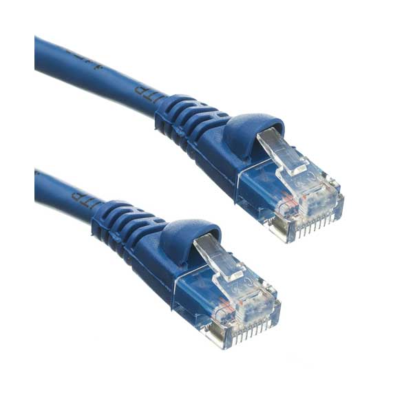 Cat6 Network Patch Cable with Boots, Blue, 1FT, 6 Pack