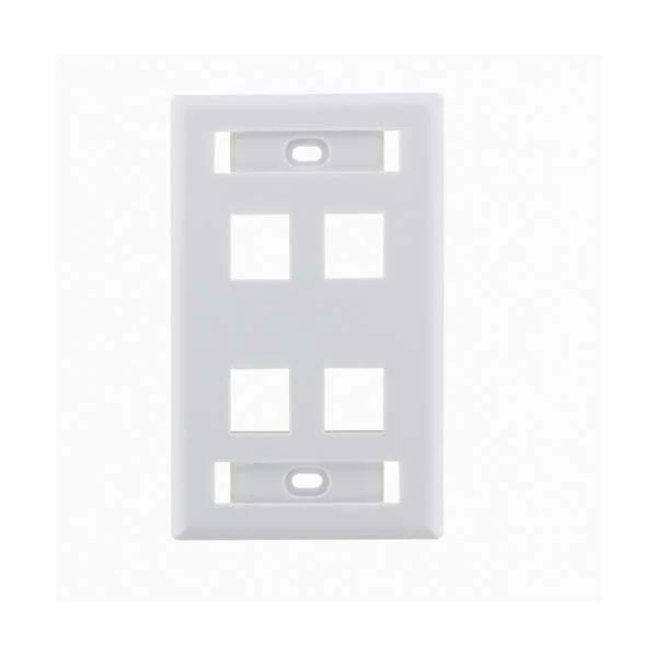 Wavenet FPW4PWH-S 4-Port Single Gang Keystone Wallplate with Labeling Windows - White
