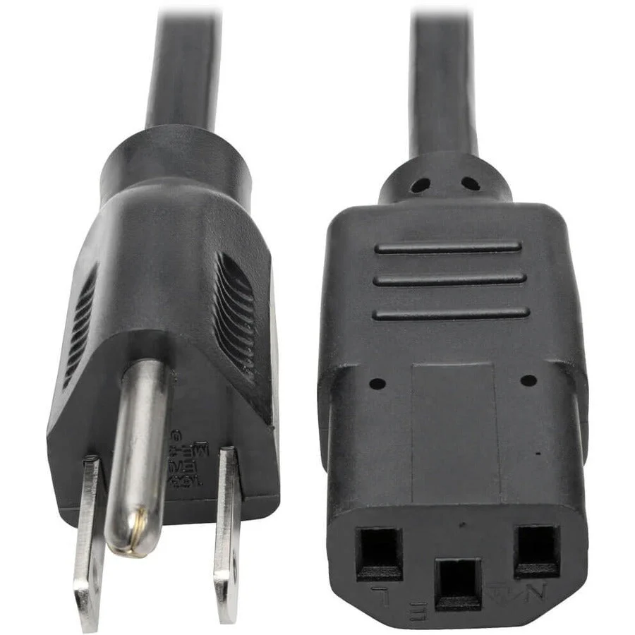 Tripp Lite Desktop Computer AC Power Cable, NEMA 5-15P to C13 - 10A, 125V, 18 AWG, 10 ft., Black