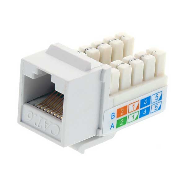 SR Components C6KJWH-RA White CAT6 8P8C (RJ45) 110-Type Keystone Jack with 90º Punch-Down Block