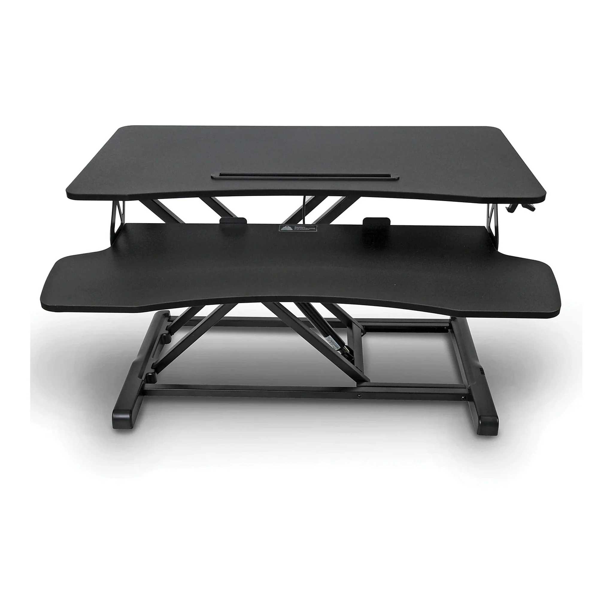 Royal 89403B Black Adjustable Standing Tabletop Desk with Keyboard Tray