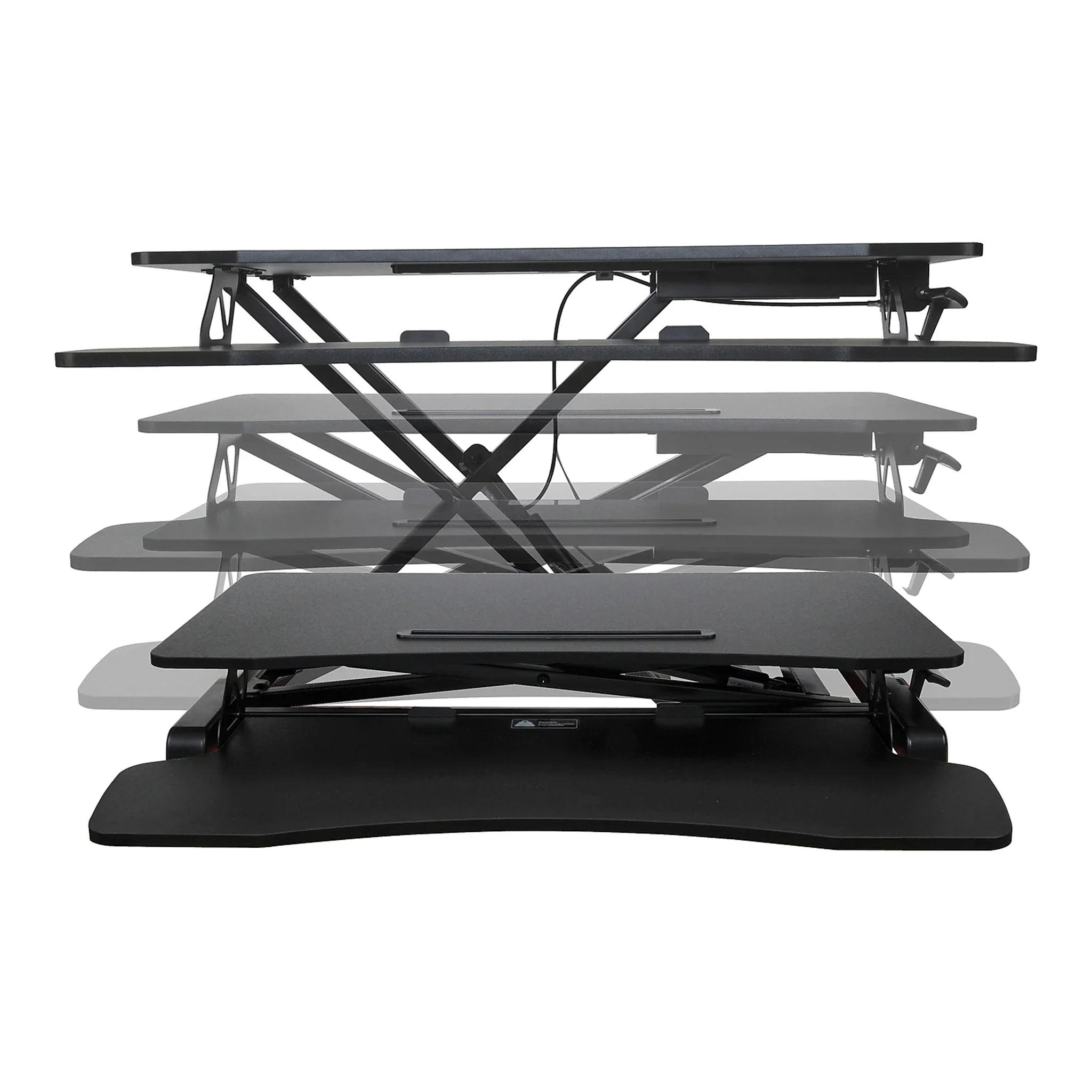 Royal 89403B Black Adjustable Standing Tabletop Desk with Keyboard Tray