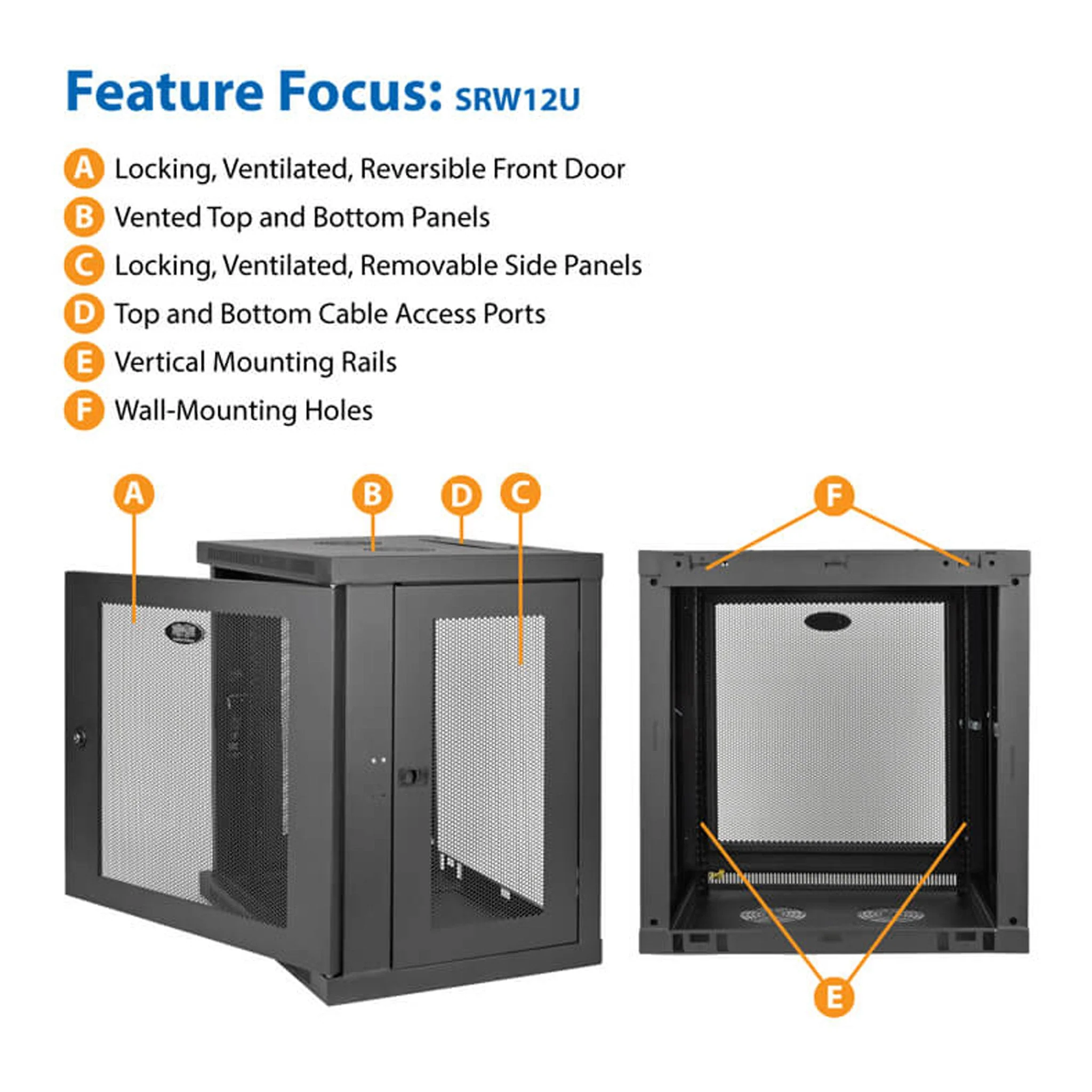 Tripp Lite SRW12U 12U Low-Profile Wall-Mount SmartRack Enclosure Cabinet