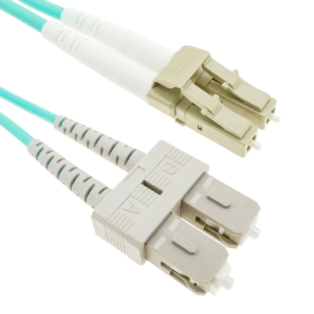 2764-lc-to-sc-3m-multimode-fiber-optic-patch-cable-10gbps-duplex-om3-pvc-ofnr-2.0mm-aqua-1.webp LC to SC 3M, Multimode Fiber Optic Patch Cable, 10Gbps, Duplex, OM3, PVC (OFNR), 2.0MM, Aqua