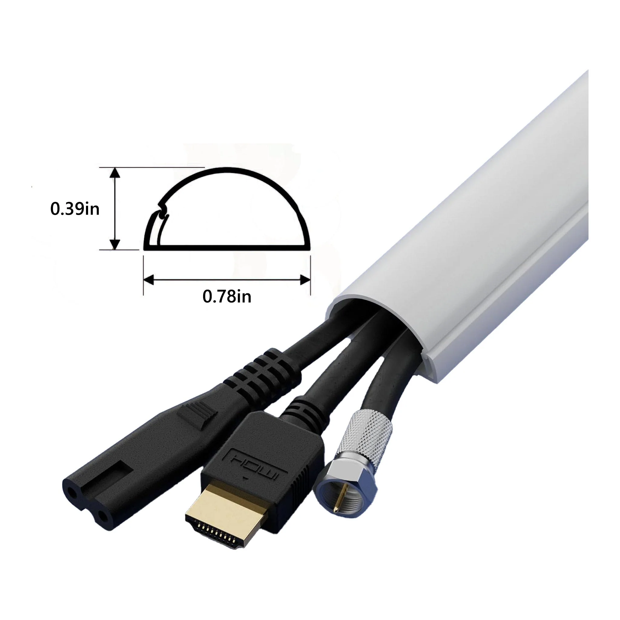 D-Line US/D22010W 6ft Self-Adhesive Half Round Cable Raceway - White