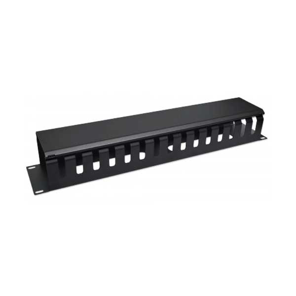 Intellinet 716062 19" 2U Black Rackmount Cable Management Panel with Cover