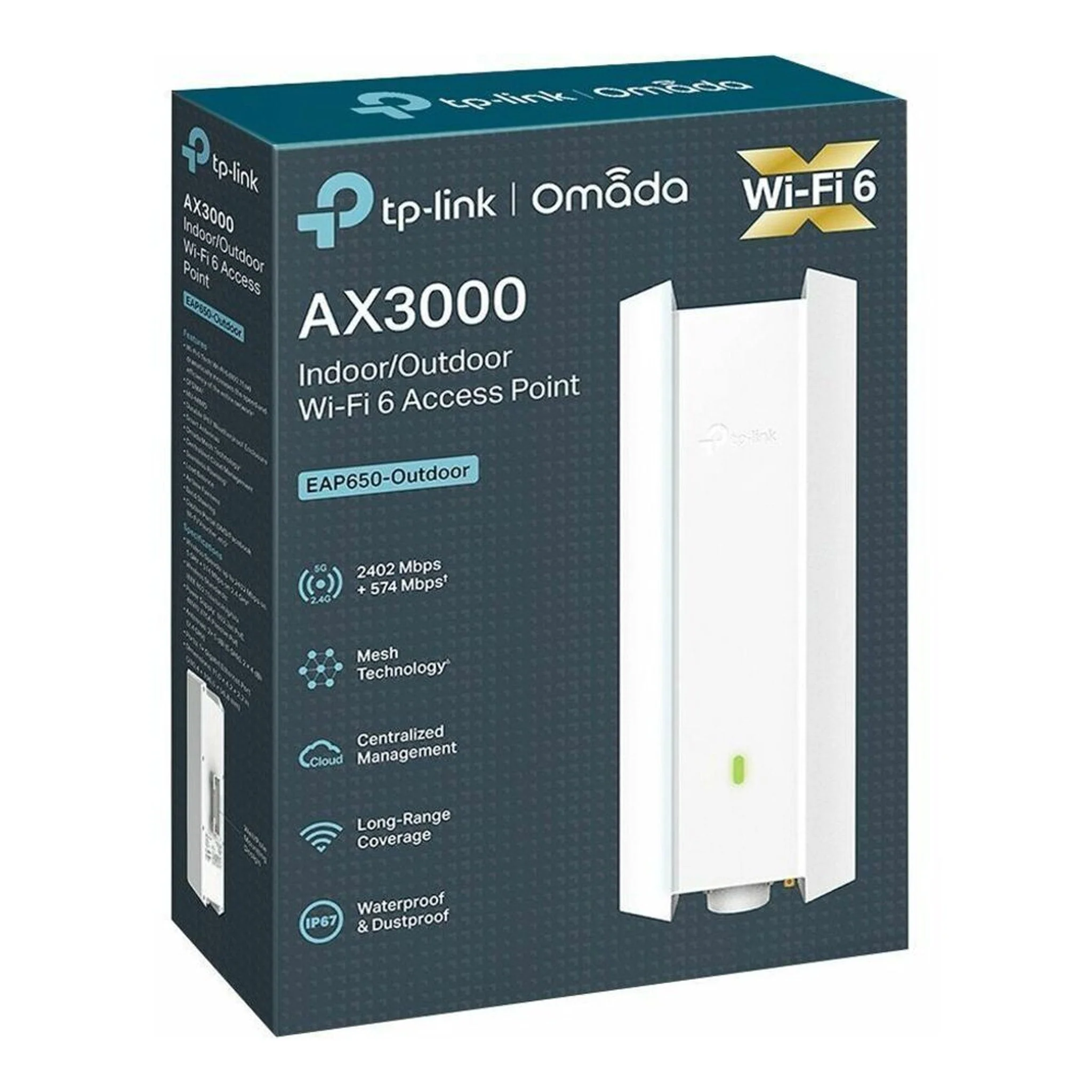 TP-Link EAP650-Outdoor AX3000 Indoor/Outdoor Dual-Band Wi-Fi 6 Access Point
