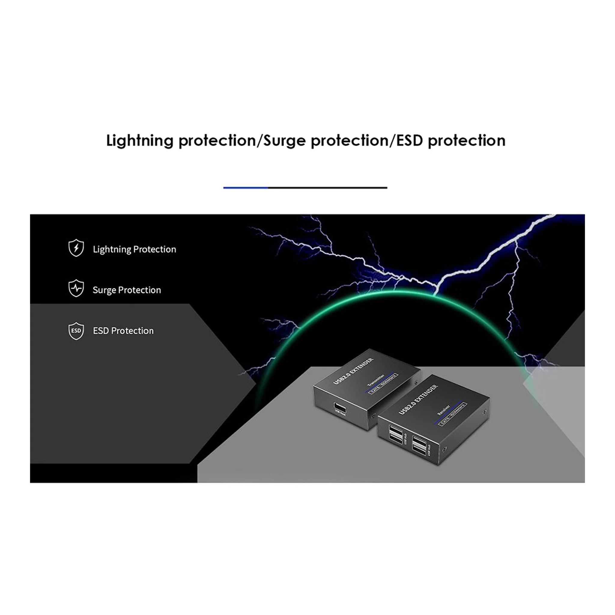Rocstor Y10G004-B1 4-Port USB 2.0 Over CAT5/6/6a Bus Powered Extender – Up to 492ft