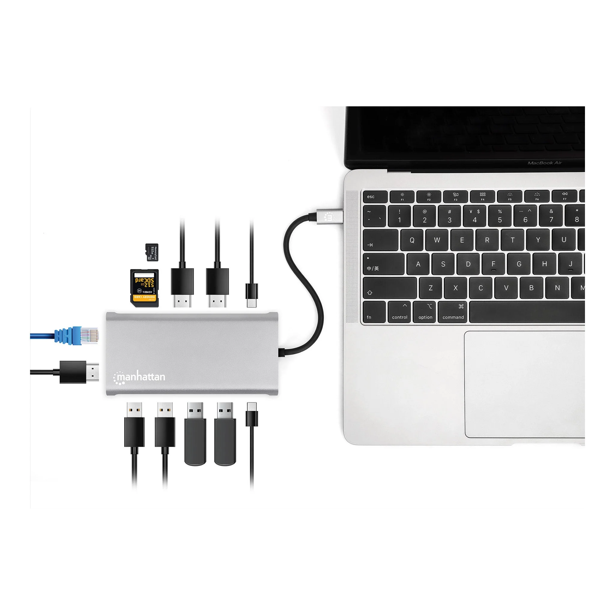 Manhattan 130660 USB-C PD 12-in-1 Triple-HDMI Monitor Docking Station with MST