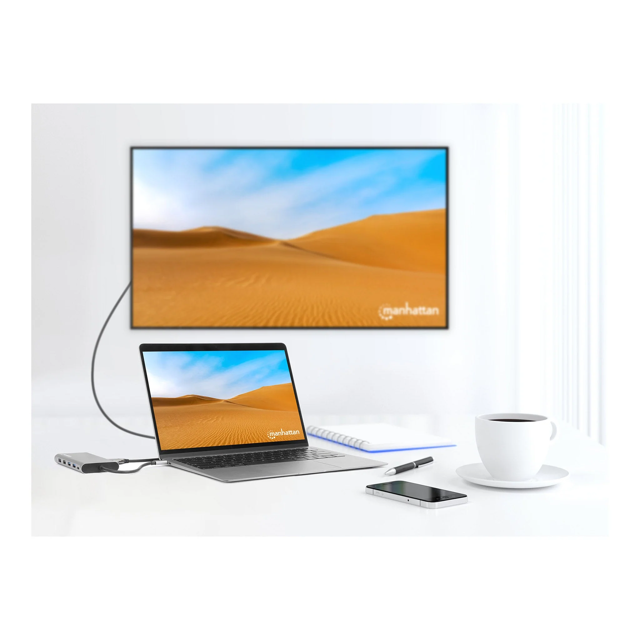 Manhattan 130660 USB-C PD 12-in-1 Triple-HDMI Monitor Docking Station with MST