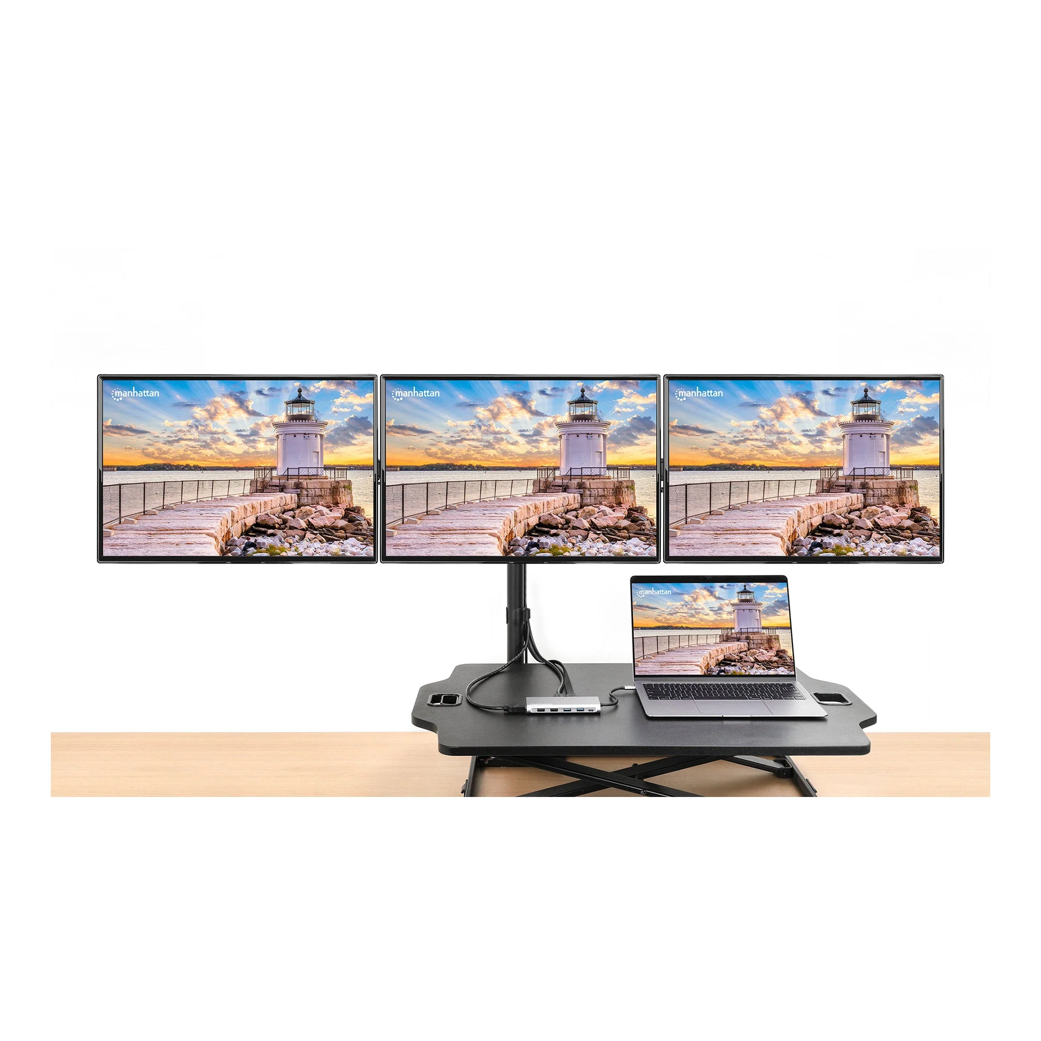 Manhattan 130660 USB-C PD 12-in-1 Triple-HDMI Monitor Docking Station with MST