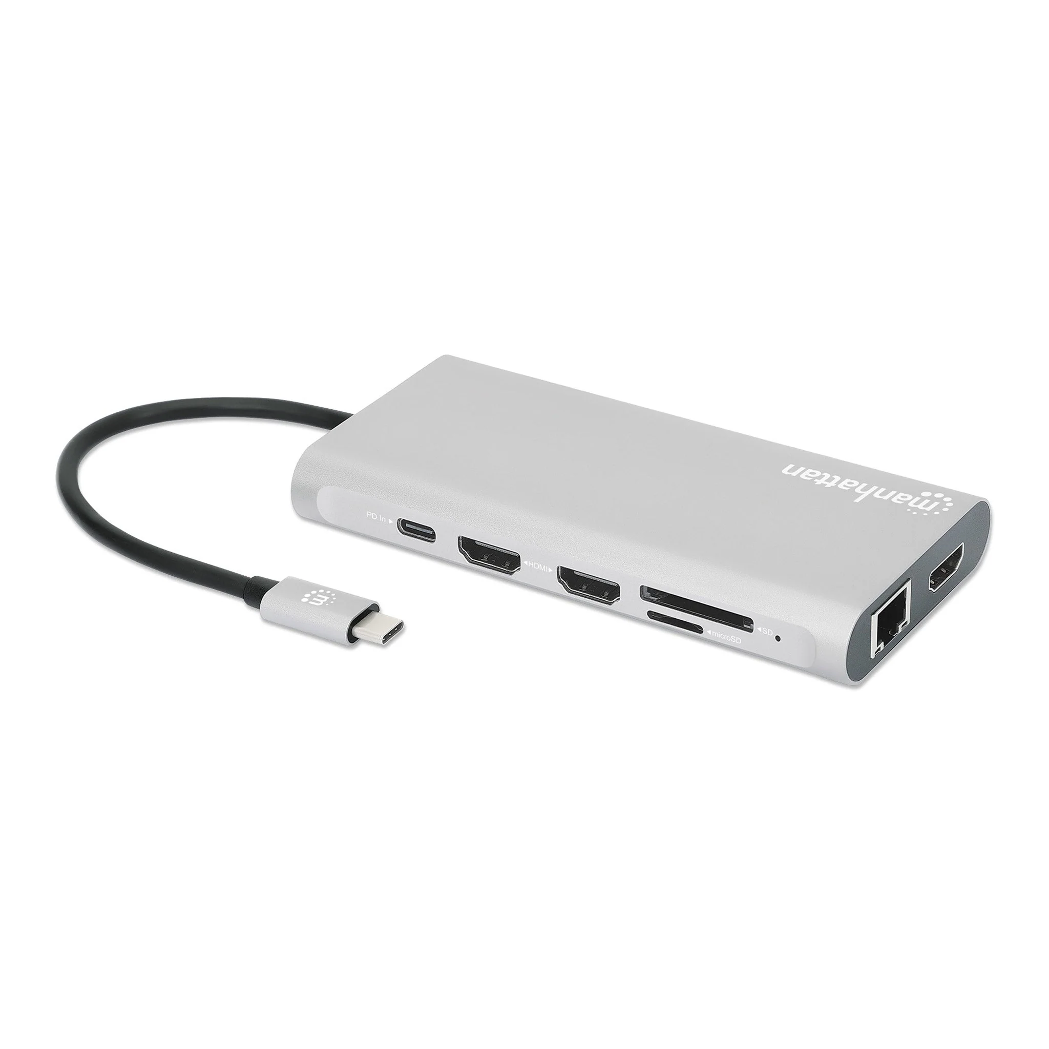 Manhattan 130660 USB-C PD 12-in-1 Triple-HDMI Monitor Docking Station with MST
