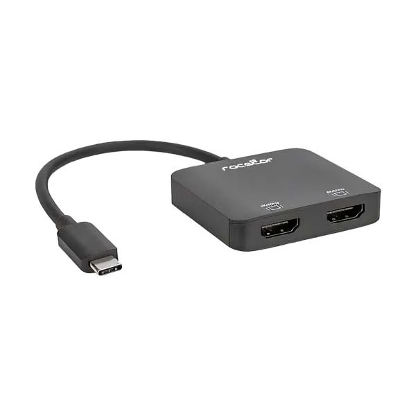 Rocstor USB-C to Dual HDMI Adapter Splitter | 4K/60Hz | Black | Y10A203-B1