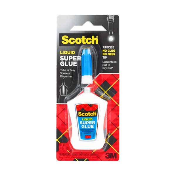 3M Scotch Super Glue Liquid in Precision Applicator | Clog Resistant | 0.14 oz | AD124