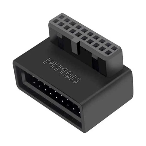 Micro Connectors USB 3.0 19/20-Pin Male to Female Extension Adapter 90 Degree/Down Angle (G08-319DO)